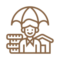 Insurance symbol featuring person and coins